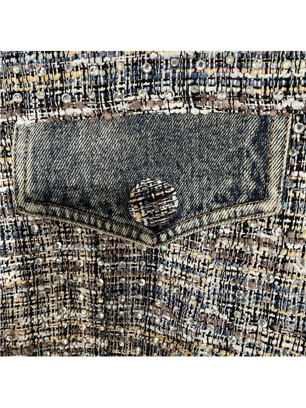 Tweed and Denim Jacket in Multicolor - Picture 4 of 10